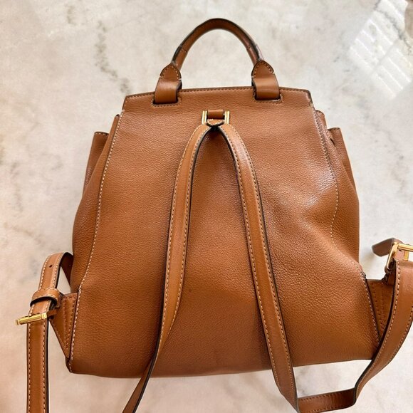Michael Kors Romy Acorn Brown Tan Brown Pebbled Leather Medium Backpack - Picture 15 of 16